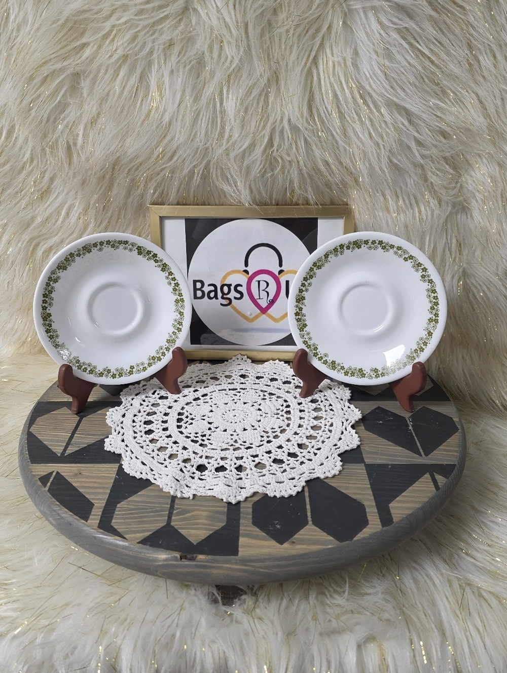 VINTAGE LOT OF 2 CRAZY DAISY PYREX CORELLE 6 INCH SAUCERS PLATE MINT CONDITION